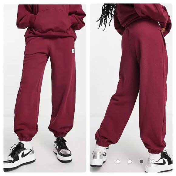 NEW XXL Womens Nike Jordan Flight Fleece Essential Jogger Pant Cherrywood Maroon - Picture 1 of 11